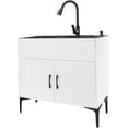 thumbnail image 1 of Laundry Sink Cabinet with Pull-Down Faucet Stainless Steel Utility Sink for Laundry Utility Room Bathroom Vanity Sink Cabinet with 2 Doors for Kitchen Outdoor (White), 1 of 10