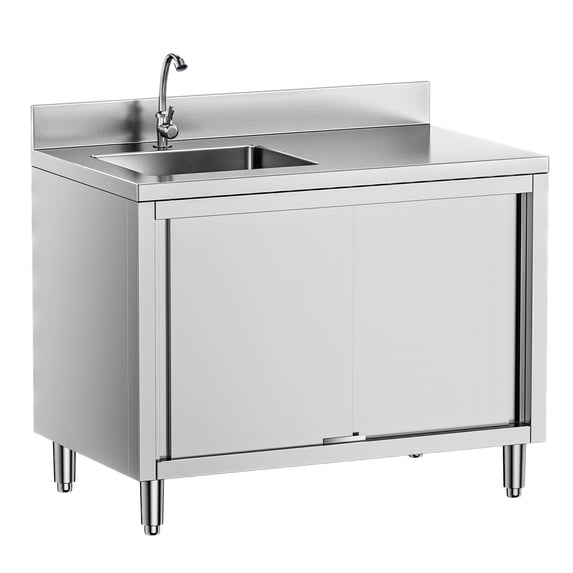 Laundry Sink with Cabinet, Stainless Steel Free Standing Sink with Single Bowl Commercial Utility Sinks for Farmhouse Bathroom Bar Laundry Room Kitchen Outdoor (39 Inch)