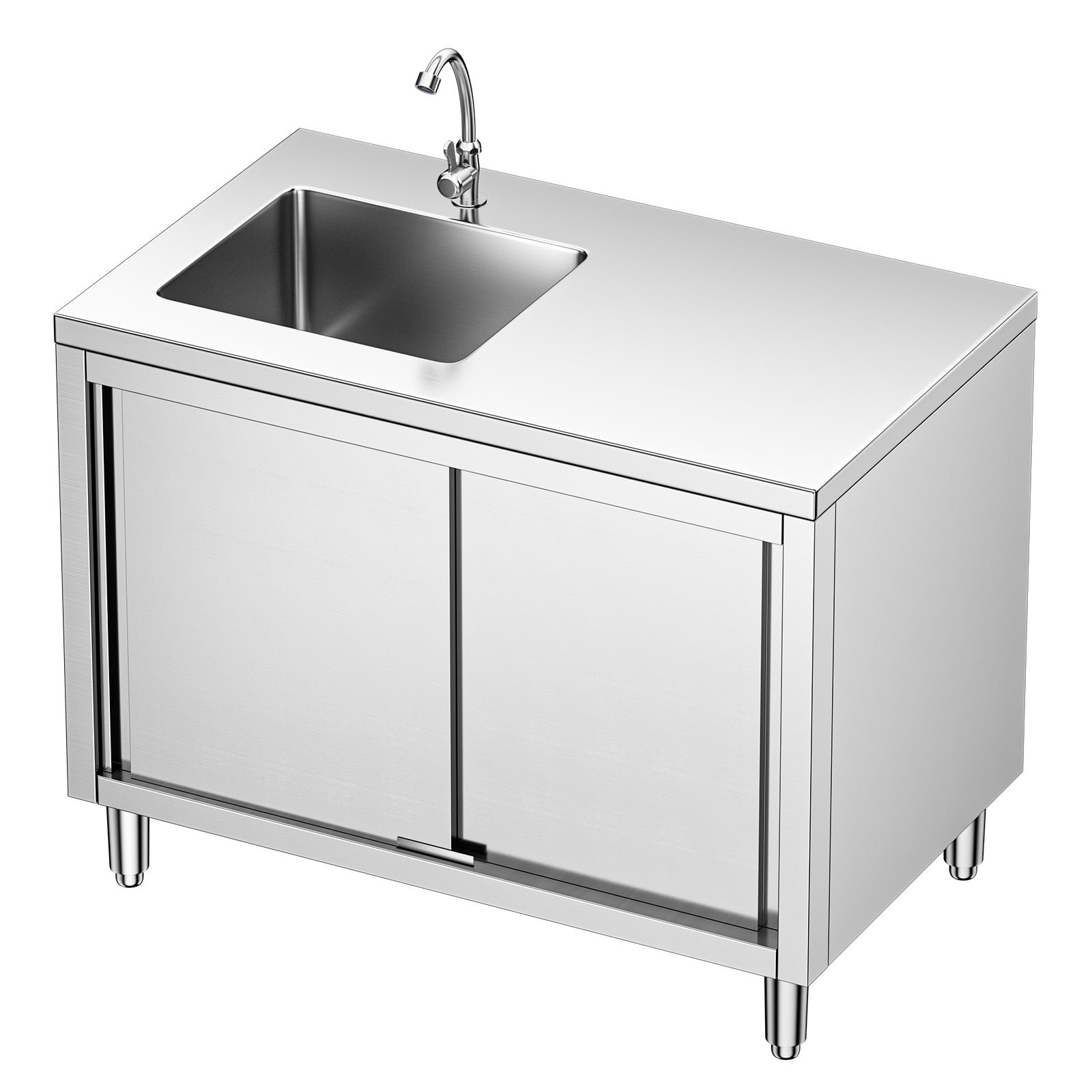 Laundry Sink with Cabinet, Stainless Steel Sink Free Standing Sinks with Single Bowl Commercial Utility Sinks for Farmhouse Bathroom Bar Laundry Room, image size:1600x1600