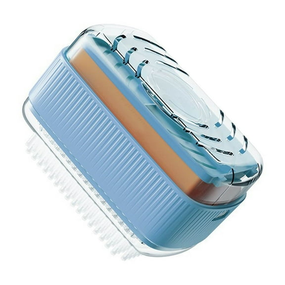 Laundry Soap Box with Roller & Brush - 3-in-1 Foaming Soap Dispenser with Scrubber, Detachable Storage Case for Bar Soap, Drain Holes Keep Dry (Ideal for Bathroom, Kitchen, Cleaning)