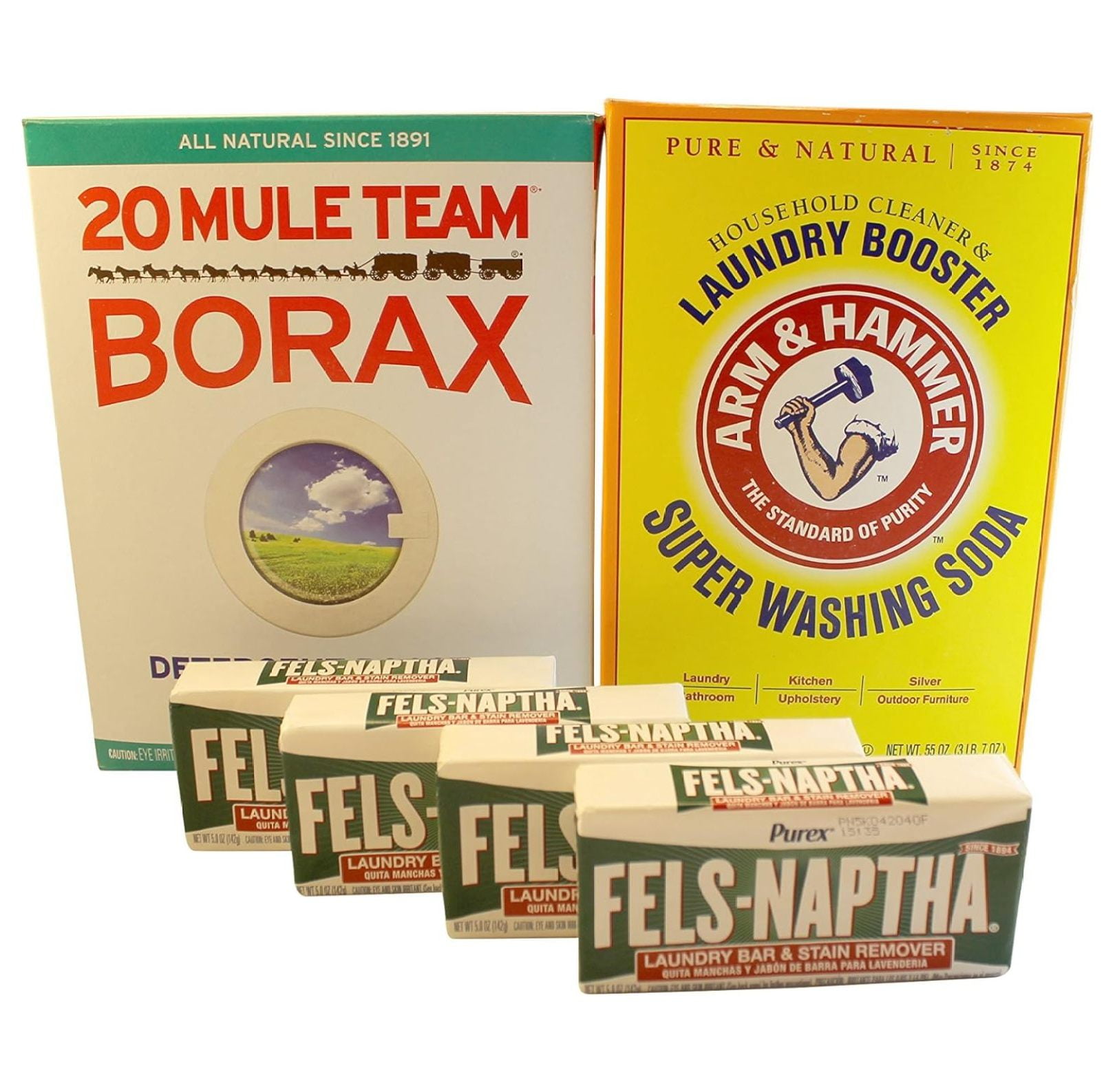 Laundry Soap Kit For DIY Powder Laundry ; 4 Fels Naptha, Borax