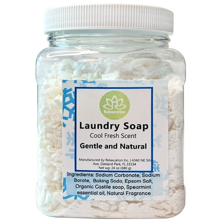 Laundry Soap Natural - Only 5 Ingredients: Soda, Salt, Borax, Soap - Cool Fresh Aroma - Say hello to a natural cleaning experience