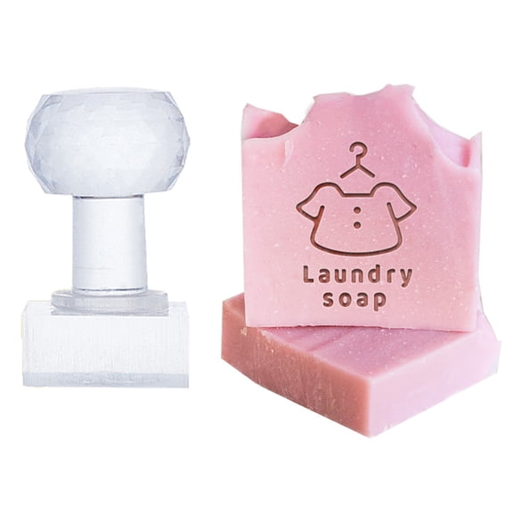 "Laundry Soap" Stamp Clothes Soap Embossing Stamp with Handle Round Soap Chapter Imprint Stamp for DIY Handmade Soap Supplies Invitation Party Favor Craft Art Gift Acrylic