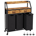 thumbnail image 1 of Laundry Sorter 3 Section, Laundry Hamper, Rolling Laundry Basket with 2 Drawers, 2 Shelves, 3 × 14.5 Gal, Laundry Room, Rustic Brown, 1 of 8