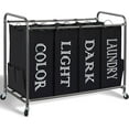 thumbnail image 1 of Laundry Sorter 4 Section, 47.8 Gal (181 L) Laundry Hamper with Wheels, Clothes Divider Basket Sorter, Clothes Separator Hamper Cart with Wheels and Removable Bags, Label Black, 1 of 8