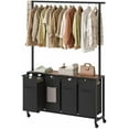 thumbnail image 1 of Laundry Sorter 4 Section, Rolling Laundry Hamper with Hanging Rack, Laundry Sorter with Wheels, Hampers for Laundry, Laundry Basket Organizer for Laundry Room, Rustic Brown LS47BR, 1 of 18