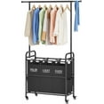 thumbnail image 1 of Laundry Sorter Cart with Hanging Rack, Laundry Sorter 3 Section, Laundry Hamper with Heavy Duty Rolling Lockable Wheels, Black, 1 of 14