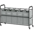 thumbnail image 1 of Laundry Sorter, Laundry Hamper 5 Section with Heavy Duty Rolling Lockable Wheels, Laundry Basket Organizer with Removable Bags for Dirty Clothes Storage, Grey, 1 of 13