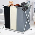thumbnail image 1 of Laundry Sorting Hamper, 3 Section Laundry Basket, Dirty Clothes Sorter, Foldable Waterproof Bathroom Laundry Sorting Divider, 3 Compartment Organizer for Clothes Storage & Sorting, 1 of 10