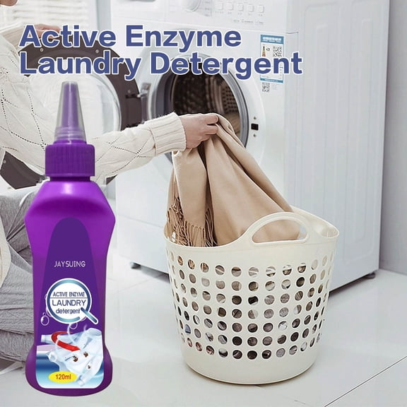 Laundry Stain Remover 120ml, Active Enzyme Formula for Collar Cuff, High Efficiency Cleaning for Cotton Linen Fabric, Machine Hand Wash Safe and Skin Friendly pH Balance