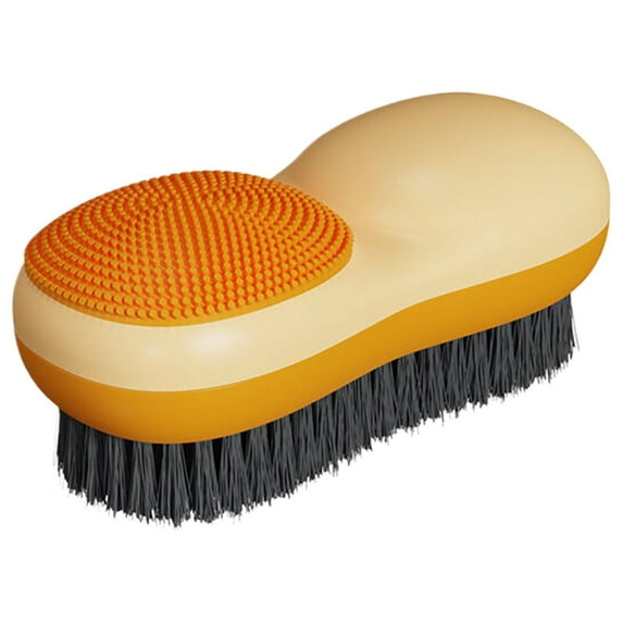 Laundry Stain Remover Brush Dual Sided Scrubbing Tool, Soft Bristles for Clothes Shoes Delicate Fabrics, Hand Wash Helper Orange