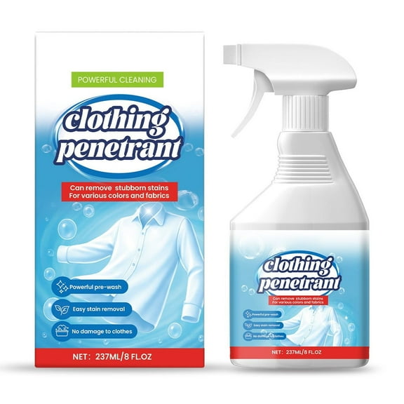 Laundry Stain Remover Spray for Clothes - Powerful Fast-Acting Formula for Everyday Stains: Coffee, Oil, Sweat Yellowing, Dirt/Mud - Pre-Wash Treatment & Detergent Booster, 8 fl oz