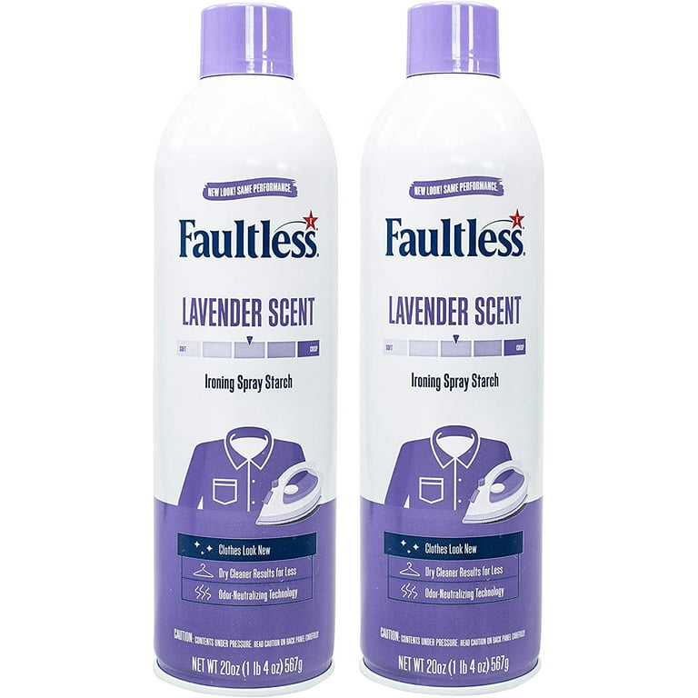 Laundry Starch Spray, Faultless Lavender Spray Starch 20 oz Cans for A Smooth Iron Glide on Clothes & Fabric Even Spray, Easy Iron Glide, No Reside