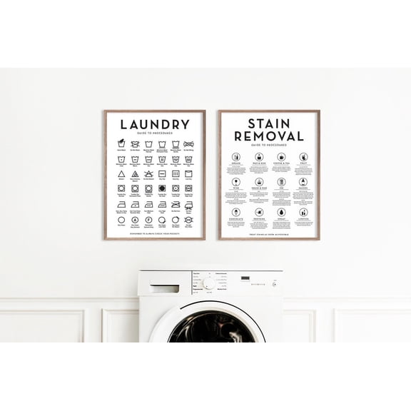 Laundry Symbols Guide Stain Removal Guide Wall Decor, Laundry Wall Art, Modern Farmhouse Poster Printed Poster, Poster Only