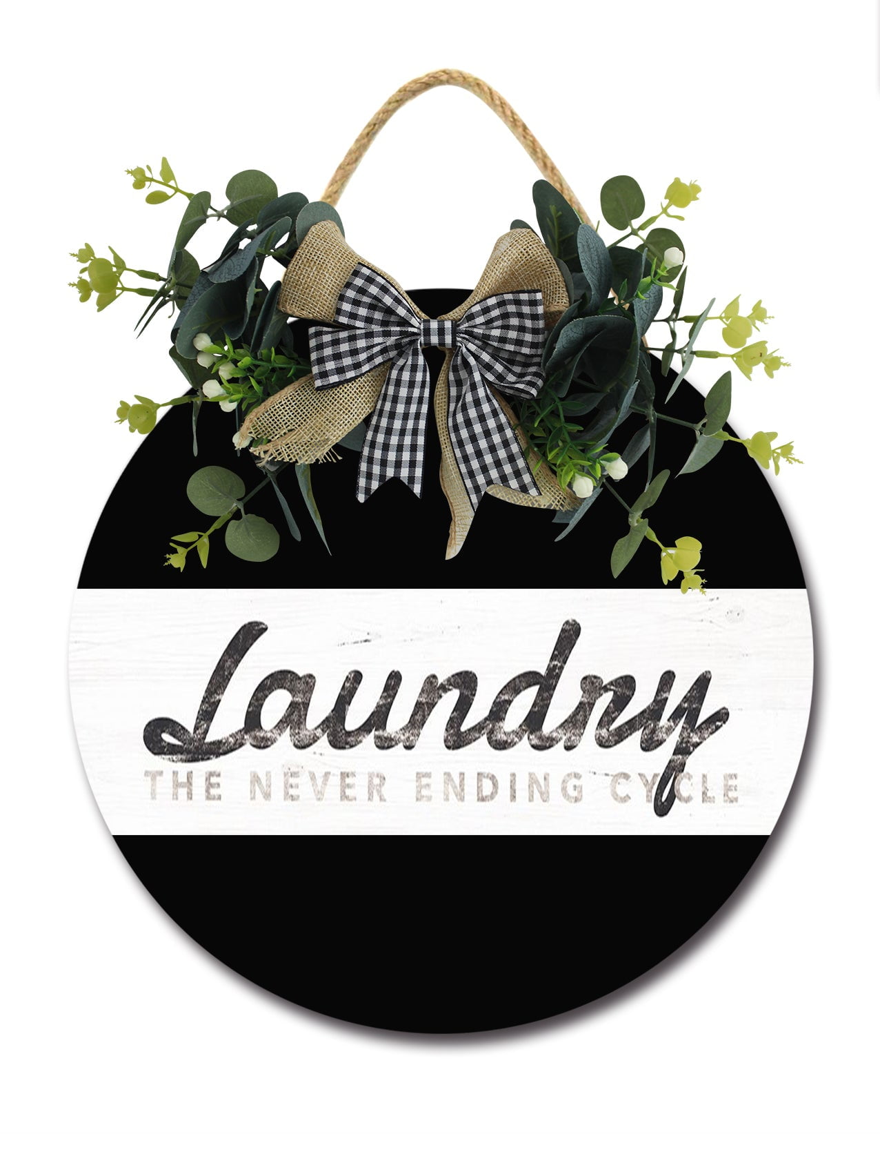 Laundry - The Never Ending Cycle Rustic Wood Sign Plaque (12"x 12 ...