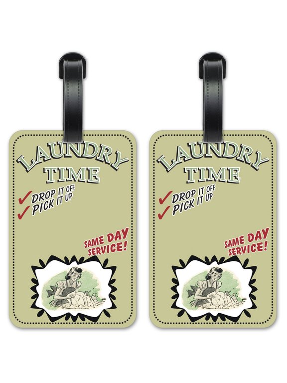 Laundry Time - Luggage ID Tags / Suitcase Identification Cards - Set of 2