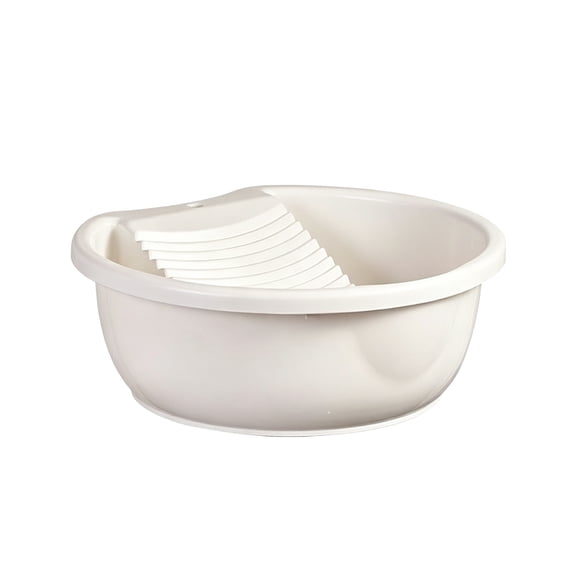 Laundry Tub with Built-in Washboard, Portable Plastic Wash Basin for Hand Washing, Space Saving Laundry Tub for Dorm Room, Bathroom, Apartment (14.6 in x 13.2 in)