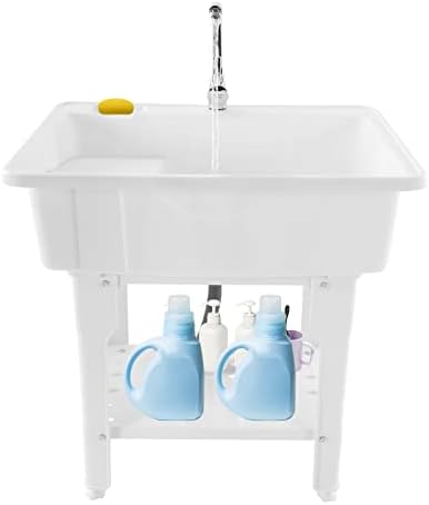 Laundry & Utility Tubs Sinks with Faucet, Freestanding Plastic Laundry ...