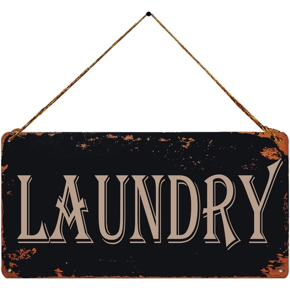 Laundry Vintage Metal Sign Wall Art Hanging Rustic Farmhouse Home Decor for Laundry Room, Bathroom, Washroom 5X10 Inch