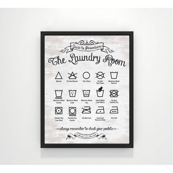 Laundry Wall Decor Art, Clothing Symbols Guide The Laundry Room, Vintage Farmhouse Laundry Or Wrapped Home Decor, 16x24 UNFRAMED
