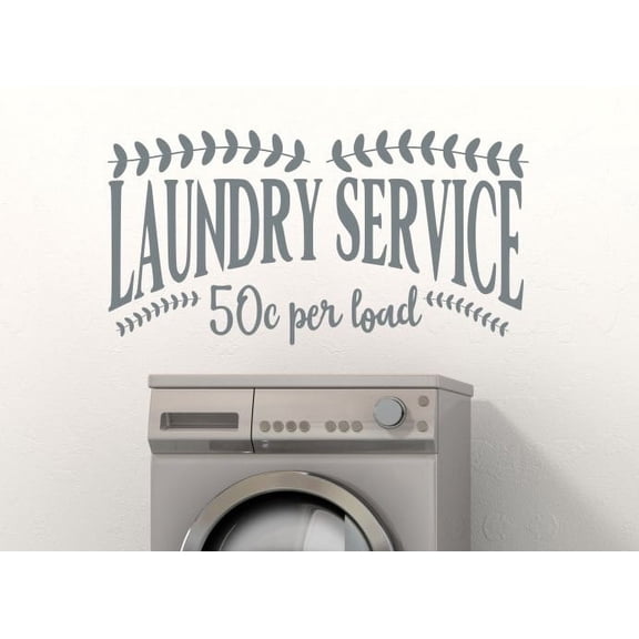 Laundry Wall Decor Decal Service 50cents Home Vinyl Art Sticker Letters 37x20-Inch Storm Gray