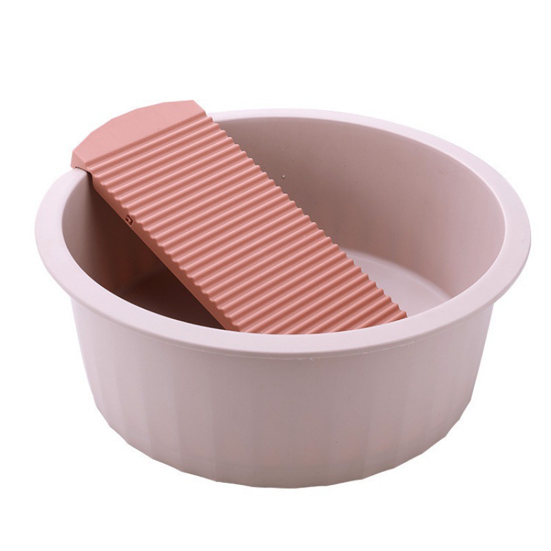 Laundry Wash Basin with Washboard Washing Clothes Bucket Hand Wash Board Plastic Basin for
