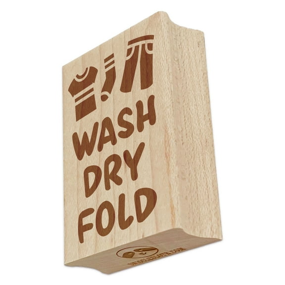 Laundry Wash Dry Fold Rectangle Rubber Stamp Stamping Scrapbooking Crafting - Small 1.7in