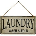 thumbnail image 1 of Laundry Wash Fold Vintage Metal Sign Hanging Novelty Sign Farmhouse Wall Decor for Laundry Room with Jute Rope 5X10Inch, 1 of 8