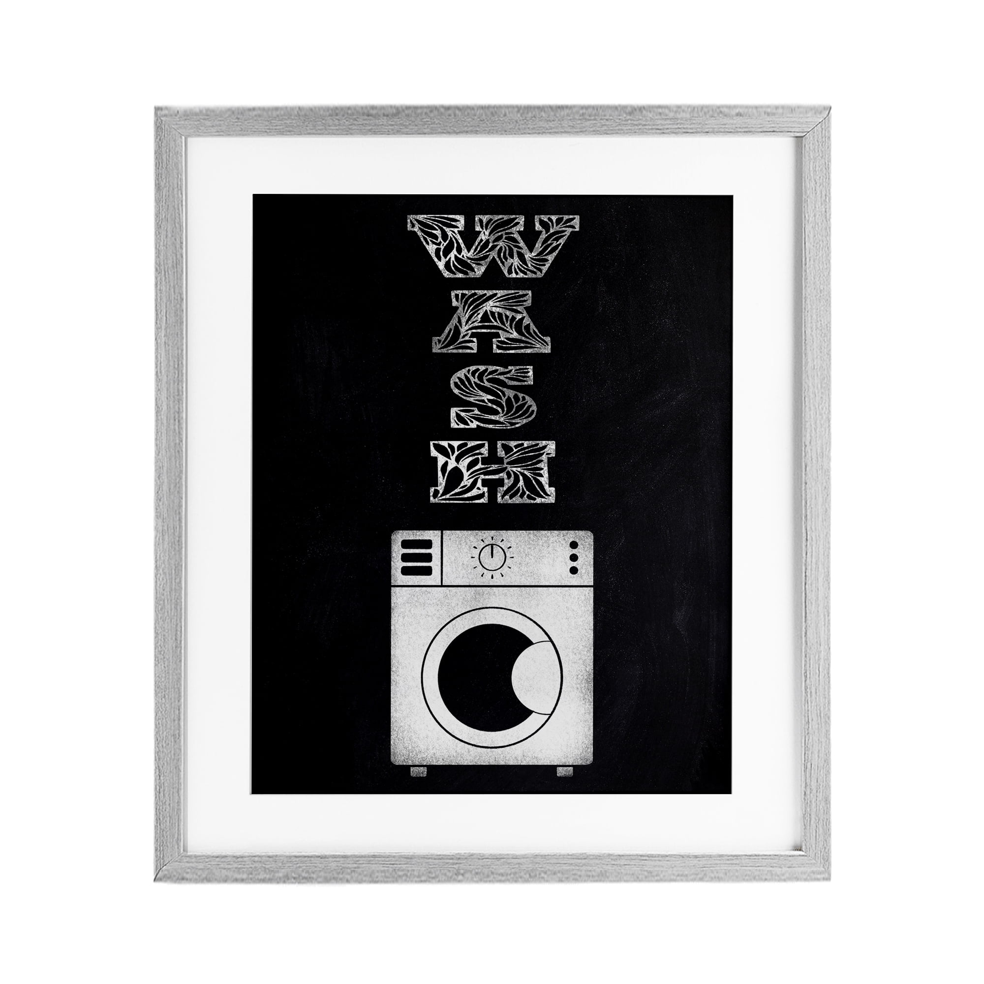 Laundry Wash Ornate Letters Gray Framed Print Under Glass, design by Marcus Prime