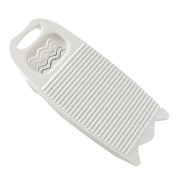 Laundry Washboard for Hand Washing Clothes at Home, Thickened Anti-Slip Scrubbing Board with Soap Slot, Portable Manual Laundry Tool for Delicate Garments White