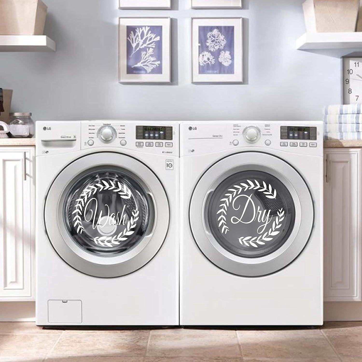 Laundry Washer Dryer Decal Sticker Decor Wash and Dry Decals