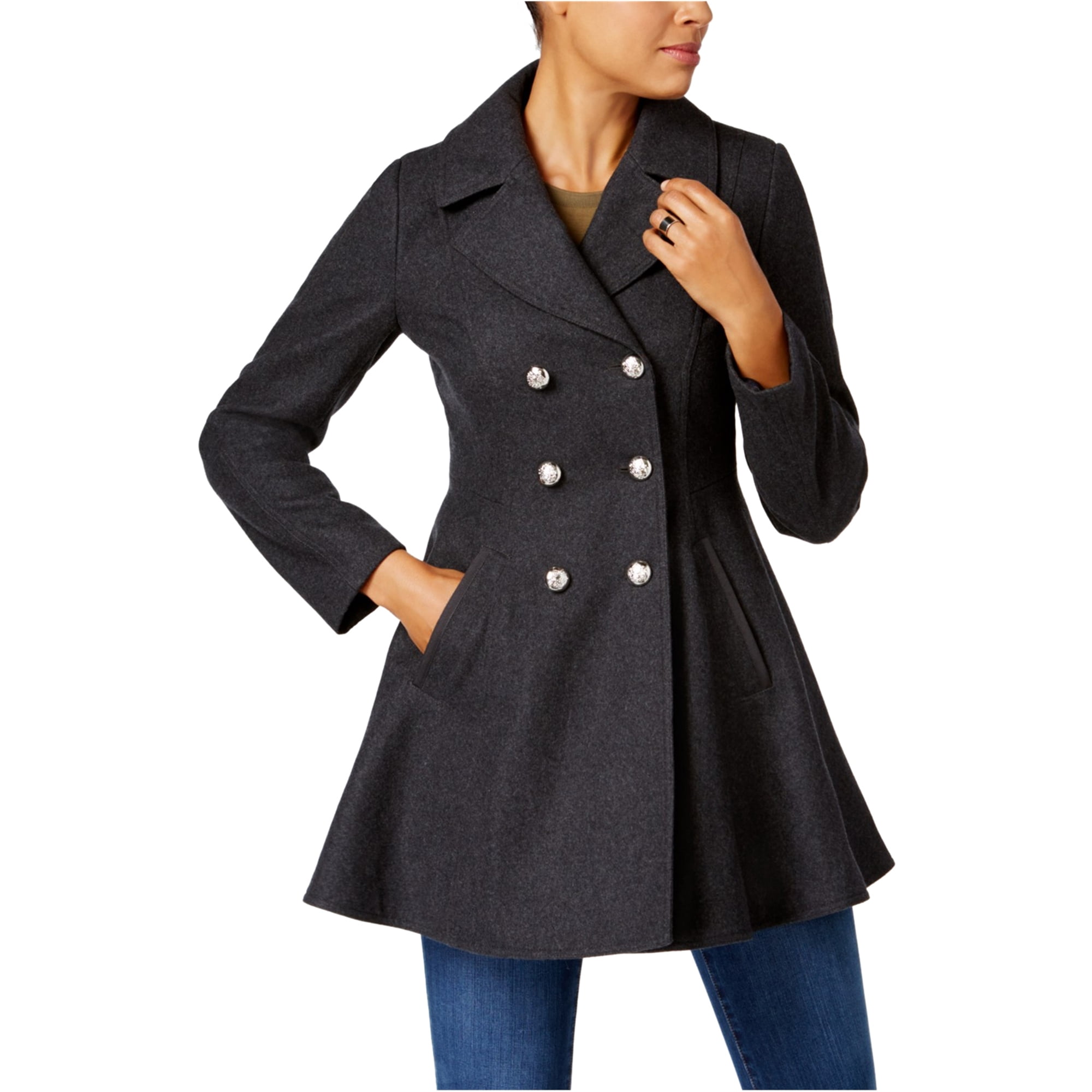 Laundry Womens Double-Breasted Pea Coat, Grey, X-Small