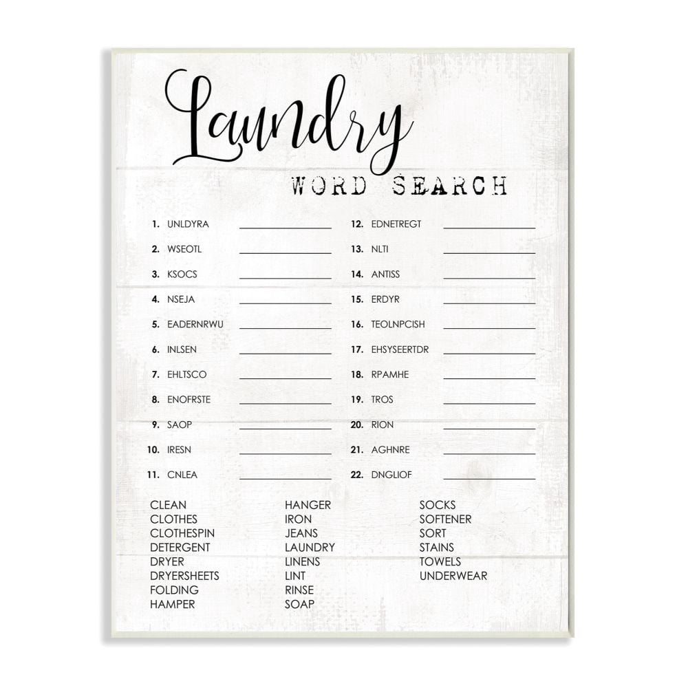 Laundry Word Scramble Fun Family Word Design Wall Plaque Art by Daphne Polselli