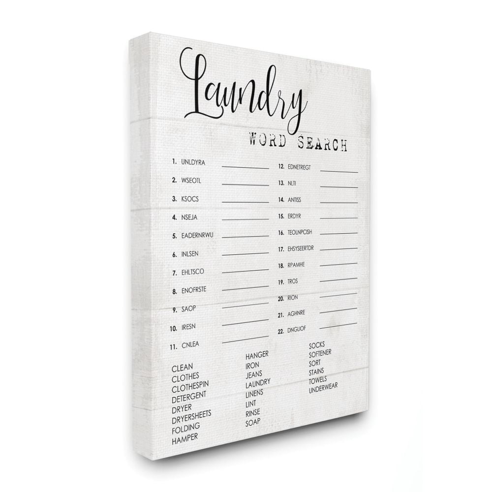 Laundry Word Scramble Fun Family Word Design XXL Stretched Canvas Wall Art by Daphne Polselli
