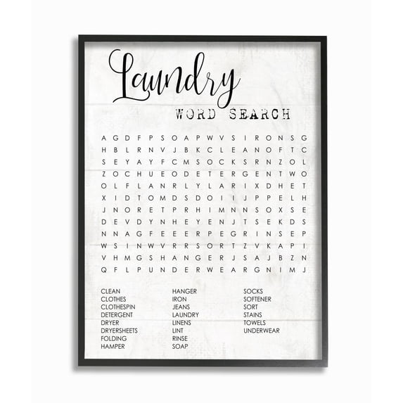 Laundry Word Search Fun Family Word Design Oversized Framed Giclee Texturized Art by Daphne Polselli