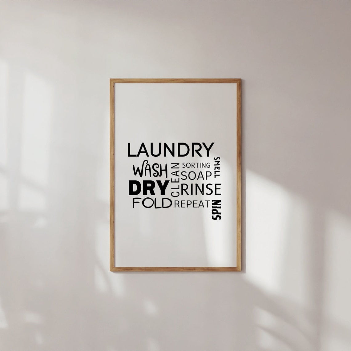 Laundry Words Wall Art Print, Minimalist Laundry Room Word Cloud And ...