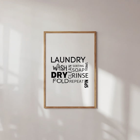 Laundry Words Wall Art Print, Minimalist Laundry Room Word Cloud And ...