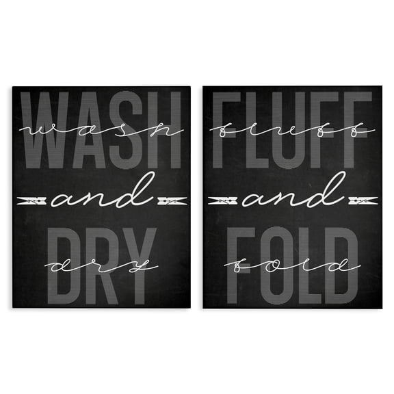 Laundry Words in Black 2 Piece Canvas Wall Art Set, design by Marcus Prime