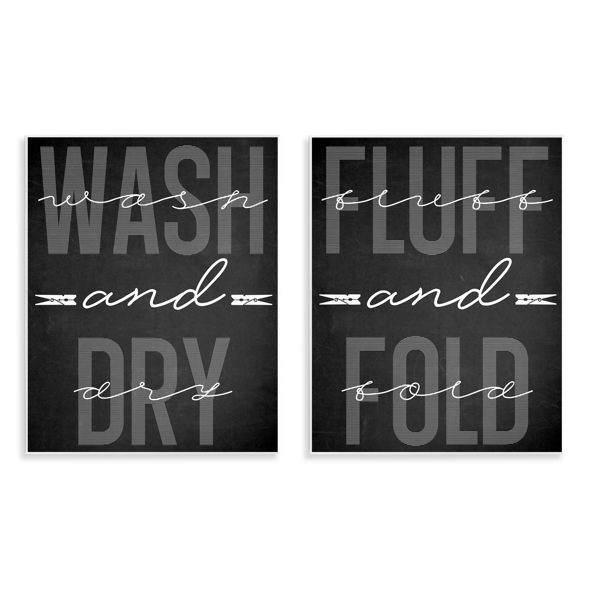 Laundry Words in Black 2 Piece Wall Plaque Art Set, design by Marcus Prime