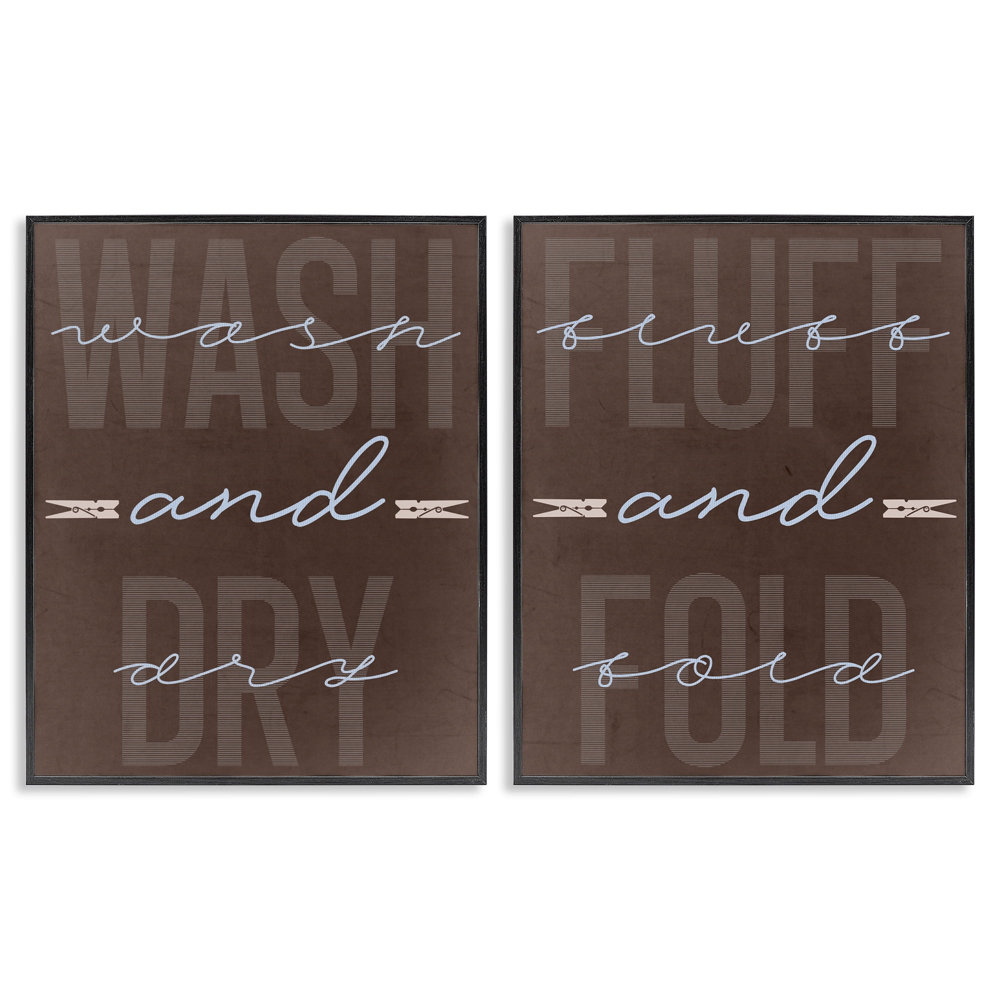Laundry Words in Brown 2 Piece Black Framed Giclee Art Set, design by Marcus Prime