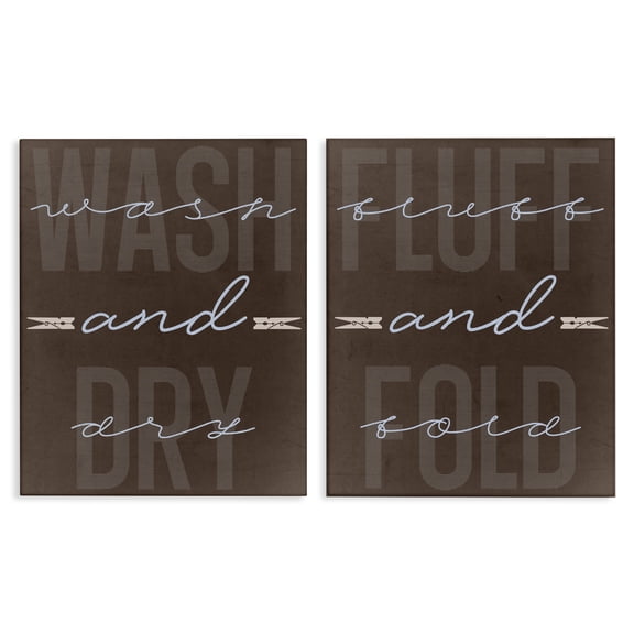 Laundry Words in Brown 2 Piece Canvas Wall Art Set, design by Marcus Prime