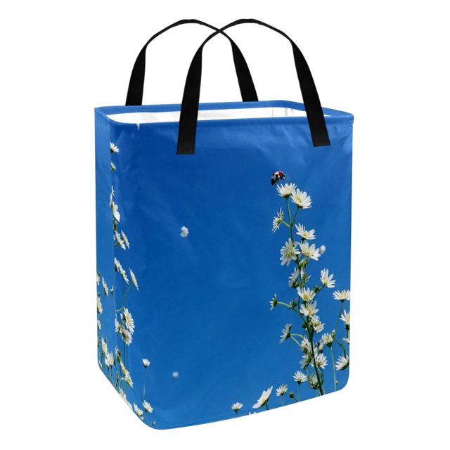 Laundry basket,Daisy insects sky flowers，Small laundry hamper,Cloth