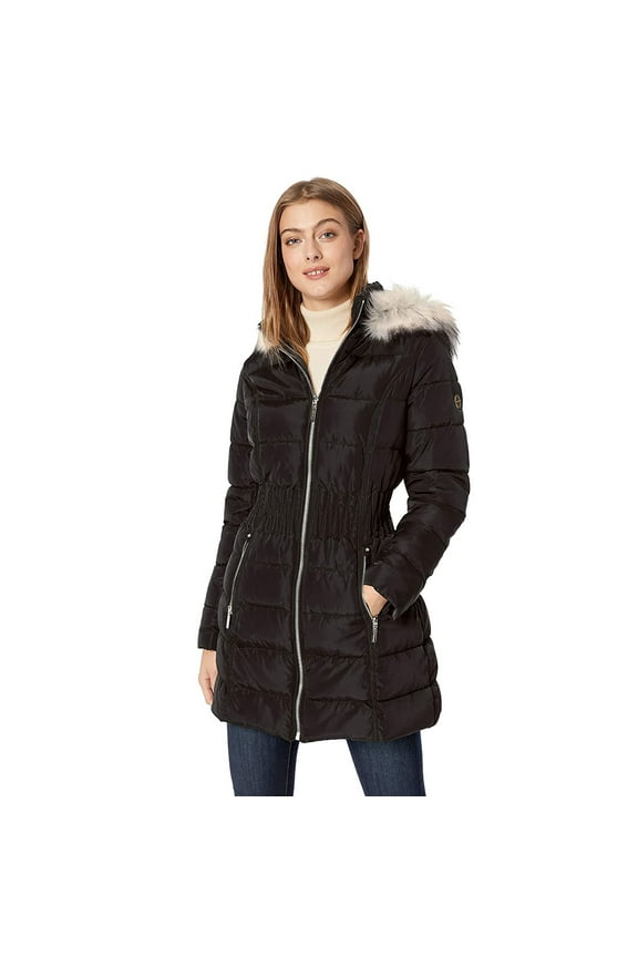Black Cinch Waist Puffer, L