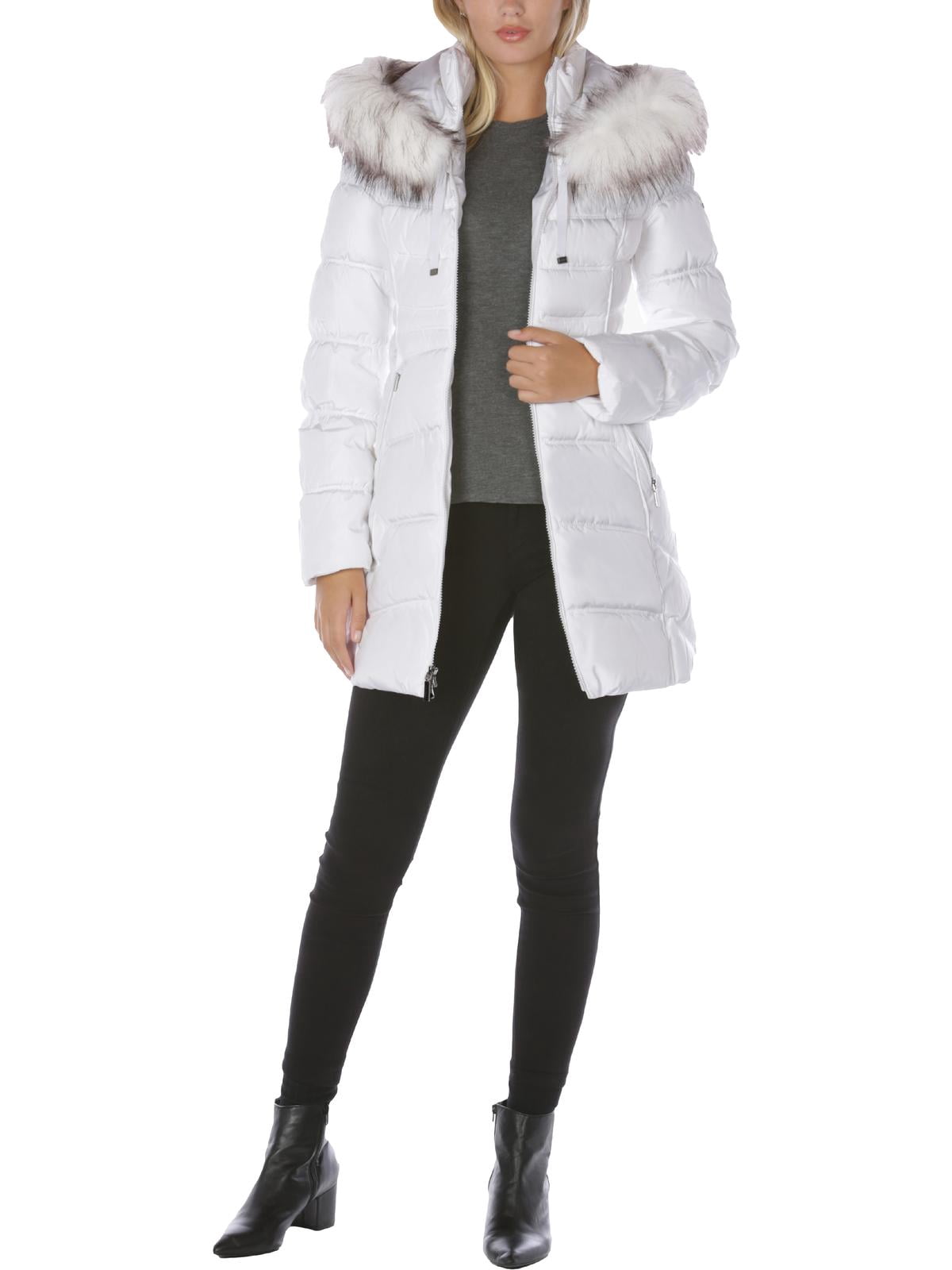 Laundry by Shelli Segal Women's Hooded Puffer Coat with Faux Fur Trim