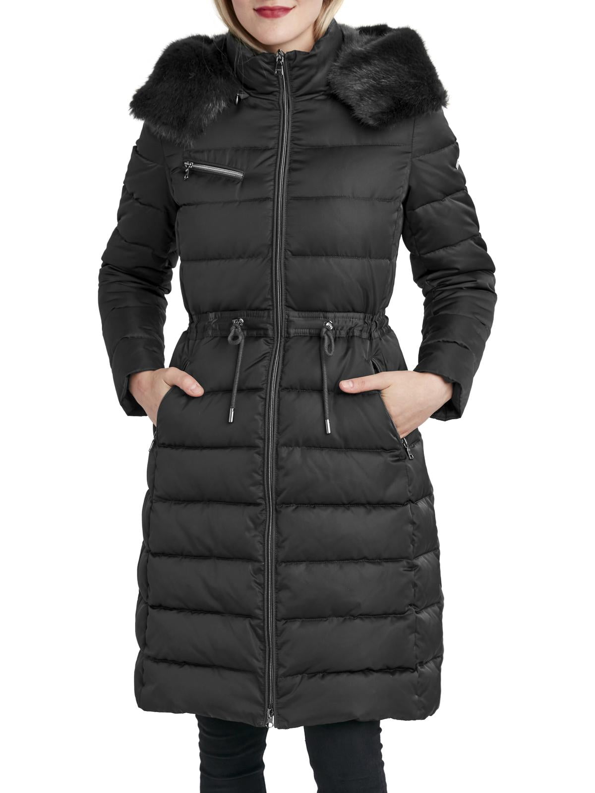Laundry by Shelli Segal Women's Satin Quilted Long Puffer Coat with