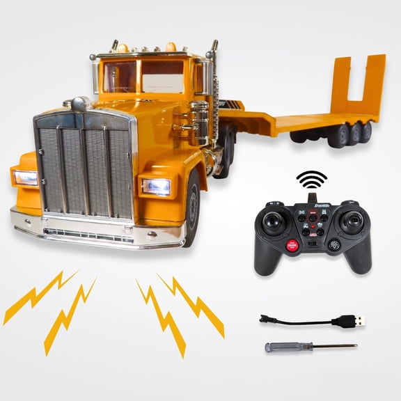 Launx 39.6” Giant RC Remote Control Semi Truck with Trailer Toy for Kids Ages 4-8