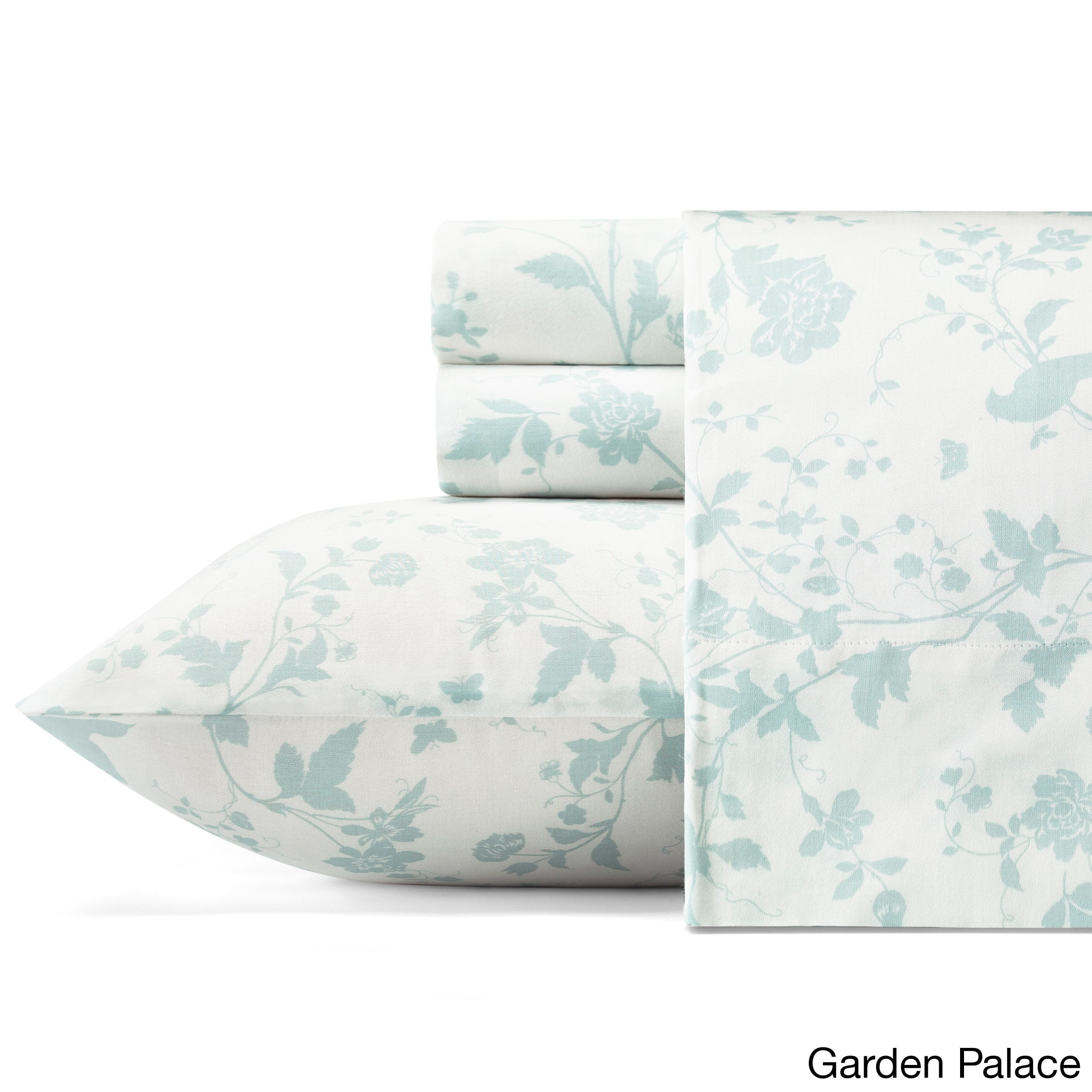 King Blue Floral Cotton Sateen Sheet Set