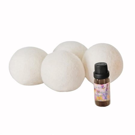 Laura Ashley 4 Pack Wool Dryer Balls and Lavender Essential Oil Kit