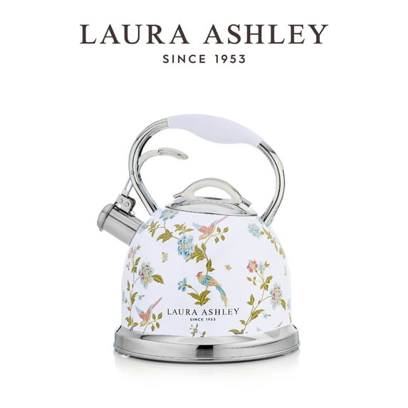 Laura Ashley Compatible Stovetop Kettle, Stainless Steel Elveden White, 8.46 x 8.46 x 10.23 inches
