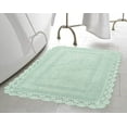 thumbnail image 1 of Laura Ashley Crochet Cotton 17x24 in Bath Rug Aqua, 1 of 8
